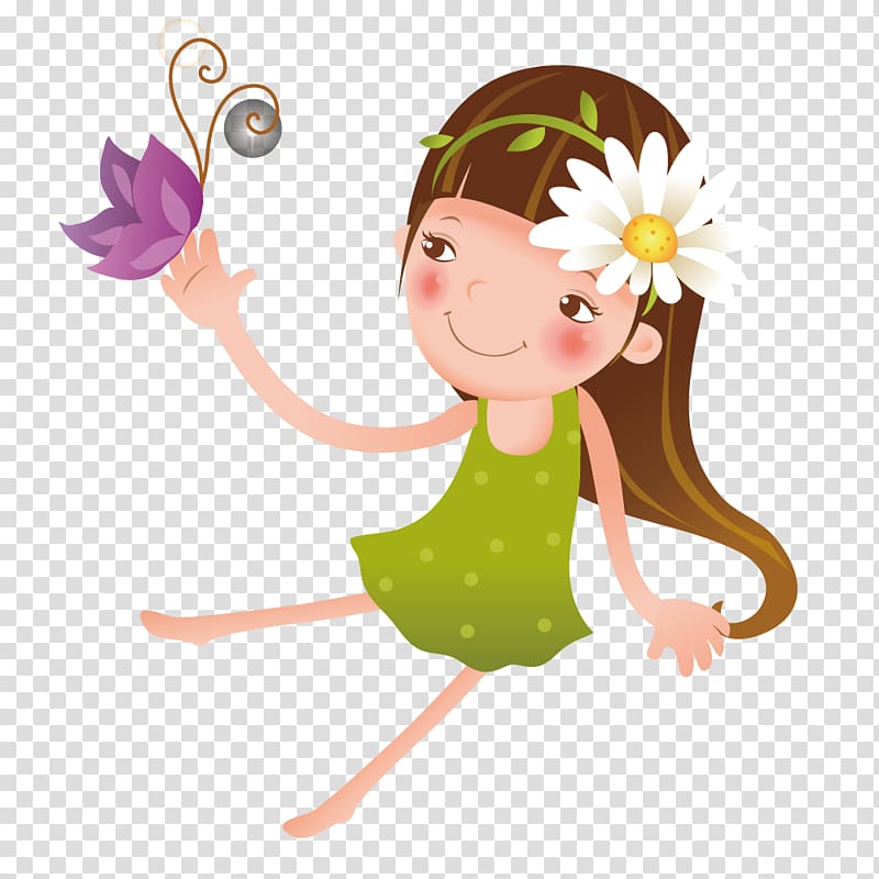 , Girl and Butterfly transparent background PNG clipart