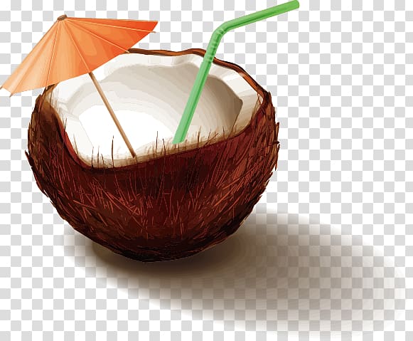 coconut husk with straw, Juice Coconut water Coconut milk, coconut transparent background PNG clipart