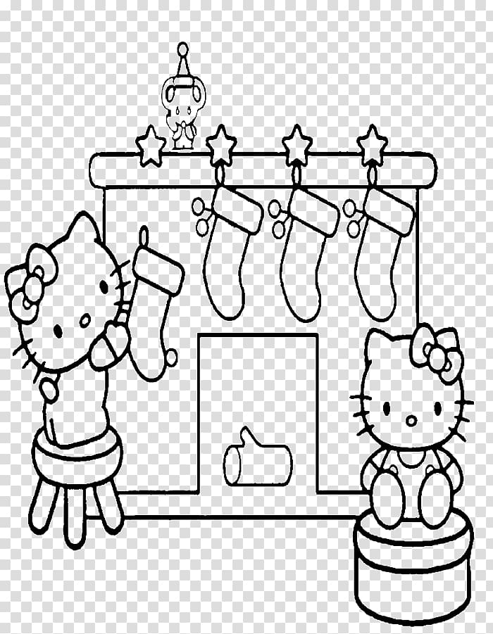 Coloring book Hello Kitty Christmas Child Drawing, christmas transparent background PNG clipart