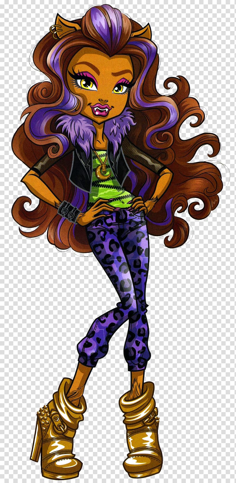 Gray wolf Clawdeen Wolf Frankie Stein Cleo DeNile Monster High, doll transparent background PNG clipart