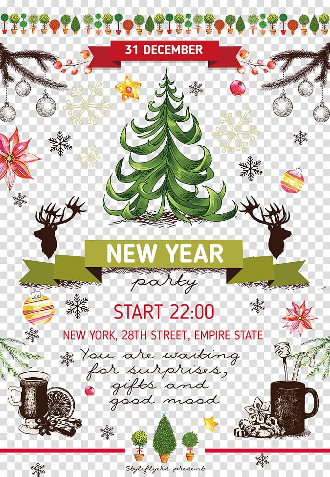 Christmas tree Poster New Year Festival, Christmas Posters transparent background PNG clipart