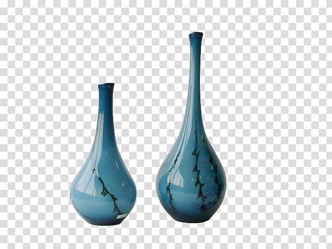 two blue ceramic vases, Vase Ceramic Glass, vase transparent background PNG clipart