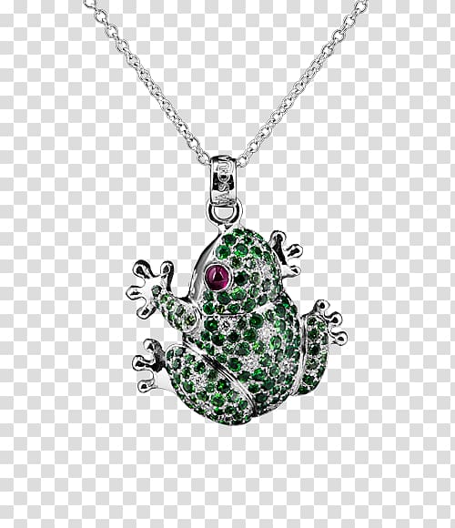 Locket Frog Emerald Necklace Bling-bling, frog transparent background PNG clipart
