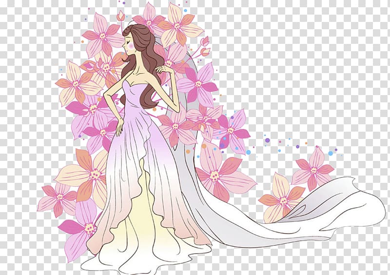 Bride Wedding Cartoon, Bride material transparent background PNG clipart