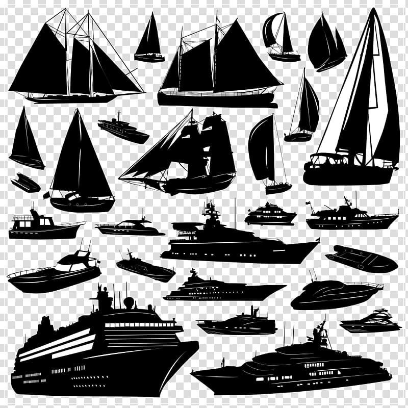 boats, sail ship, cruise ships, and motorboats , Sailing ship Boat Silhouette, boat transparent background PNG clipart