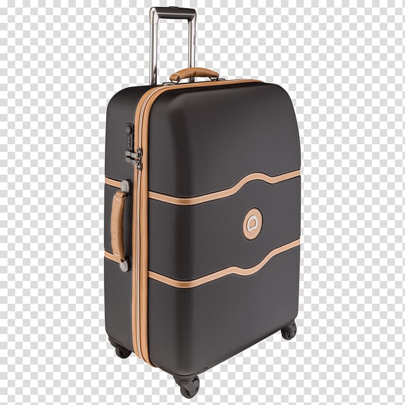 black and brown wheeled luggage bag, Brown Trolley transparent background PNG clipart