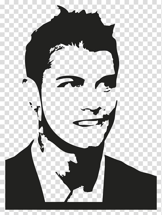 Cristiano Ronaldo silhouette art, Cristiano Ronaldo Real Madrid C.F. Portugal national football team Stencil Drawing, footballer transparent background PNG clipart