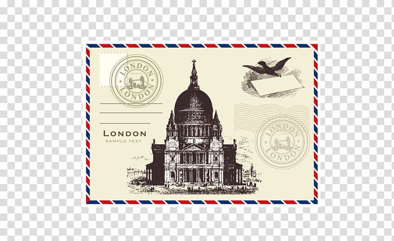 London , Vintage British stamp transparent background PNG clipart