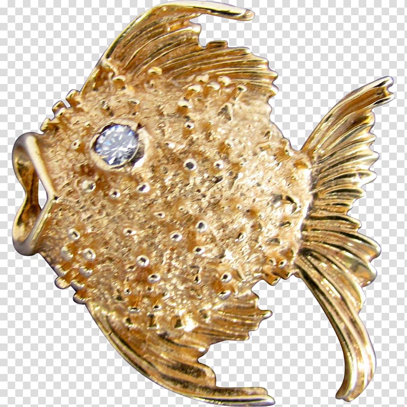 Gold Jewellery Brooch Fish Seafood, goldfish transparent background PNG clipart