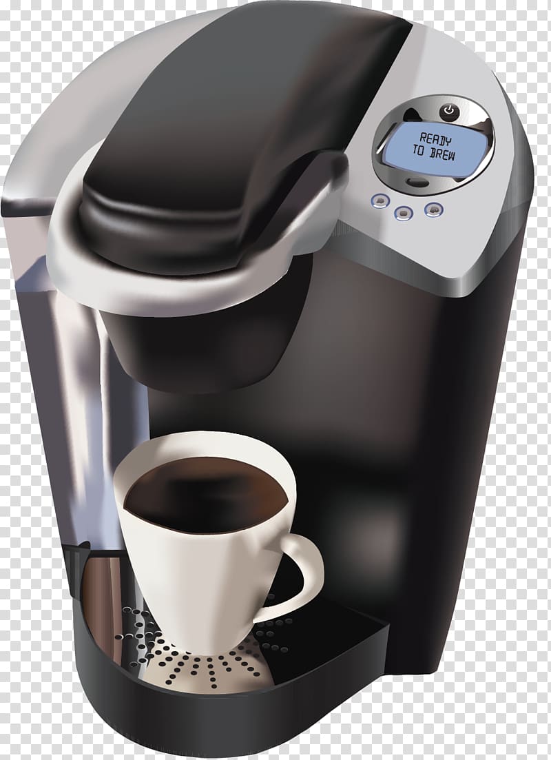 Coffeemaker Espresso Cafe Keurig, gray and black coffee transparent background PNG clipart