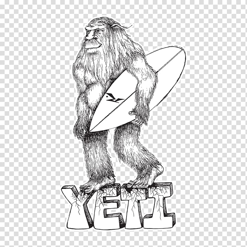Yeti Surfing Rusty Surfboards Legendary creature, surfing transparent background PNG clipart