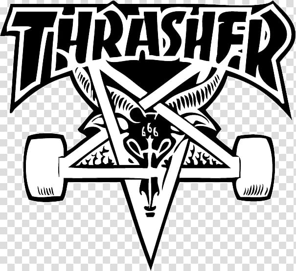 Thrasher Presents Skate and Destroy Sticker Logo Skateboard, skateboard transparent background PNG clipart