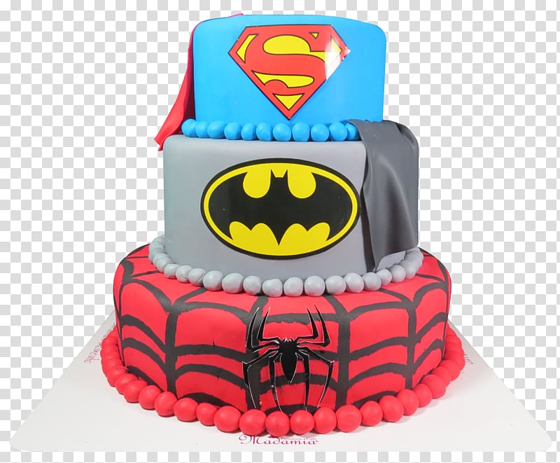 Birthday cake Batman Superman Spider-Man, Spiderman cake transparent background PNG clipart