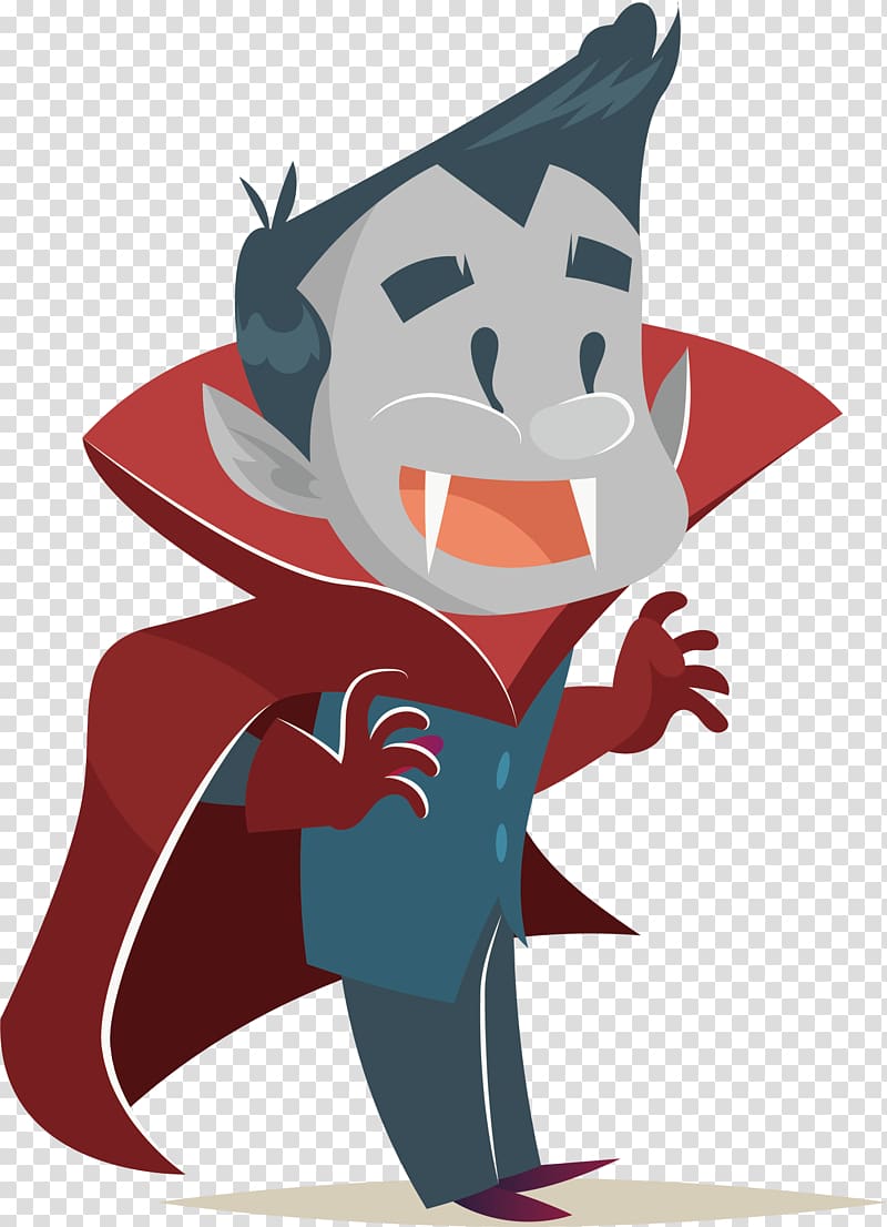 Cartoon Animation Halloween Illustration, Happy Vampire transparent background PNG clipart