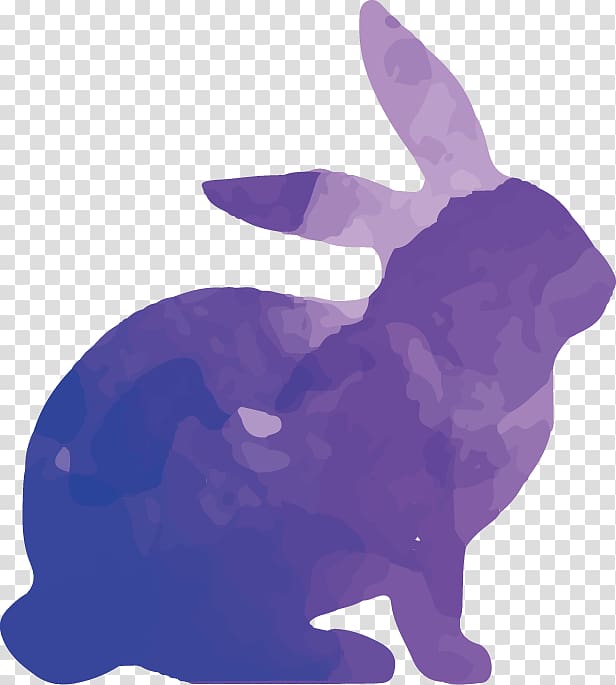 Rabbit Silhouette Watercolor painting, Colorful animal silhouettes set transparent background PNG clipart