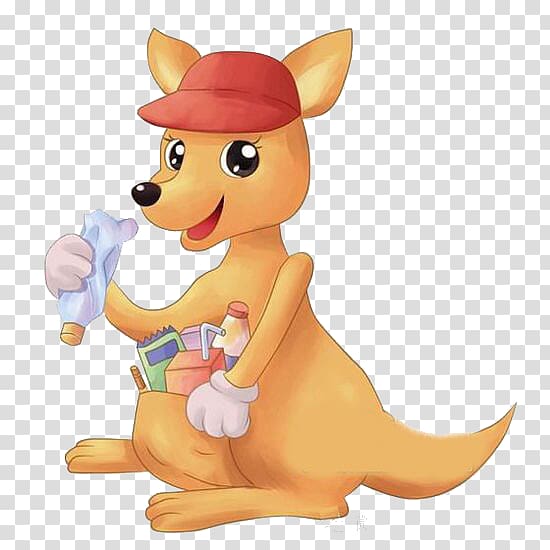 Kangaroo Cartoon Child, Green kangaroo transparent background PNG clipart