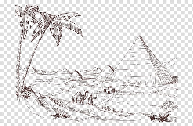 Desert Drawing Sketch, Creative Desert transparent background PNG clipart