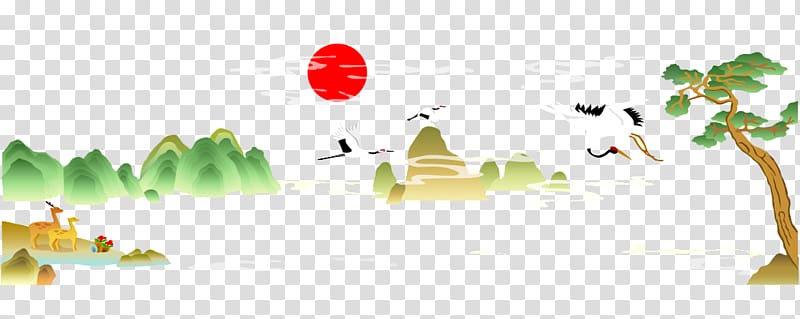 Poster Shan shui, Crane Videos transparent background PNG clipart