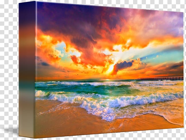 Destin Pensacola Beach Shore Painting, beach at sunset transparent background PNG clipart