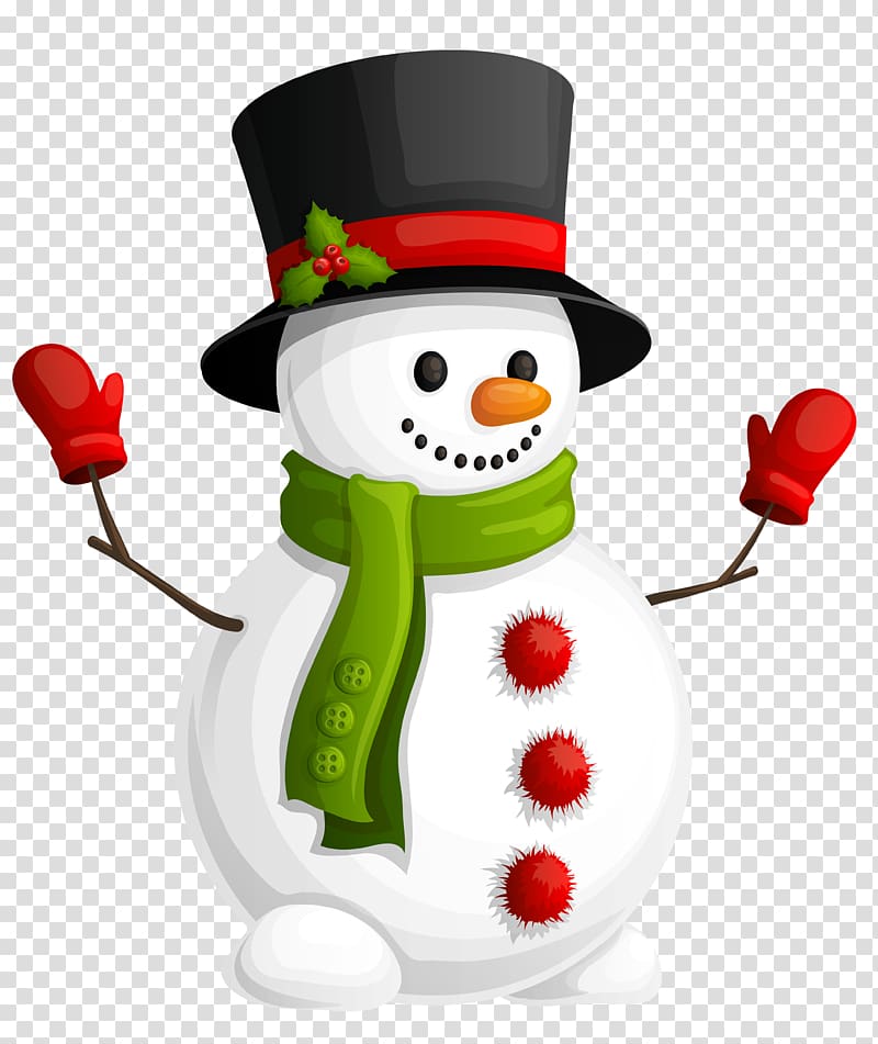 Snowman Christmas ornament Christmas decoration, Snowman with Green Scarf , snowman wearing hat and gloves illustration transparent background PNG clipart