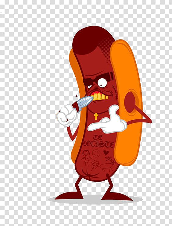 Cartoon Animation Illustration, Villain hot dogs transparent background PNG clipart