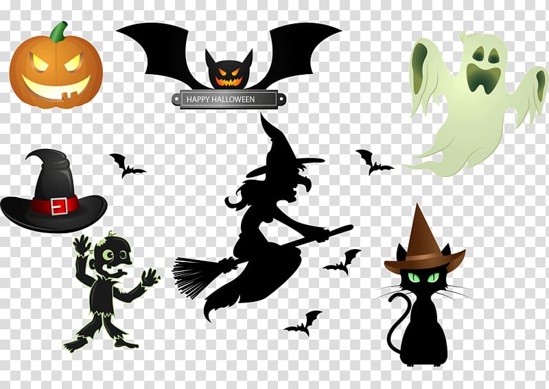 Halloween Party Illustration, Halloween elements transparent background PNG clipart