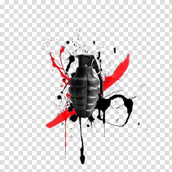 black grenade illustration, T-shirt Tattoo Realistic Trash Polka, Grenade Free buckle elements transparent background PNG clipart