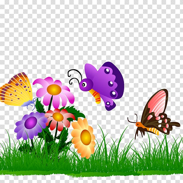 Butterfly gardening Butterfly gardening , A field of flowers and dancing butterflies transparent background PNG clipart