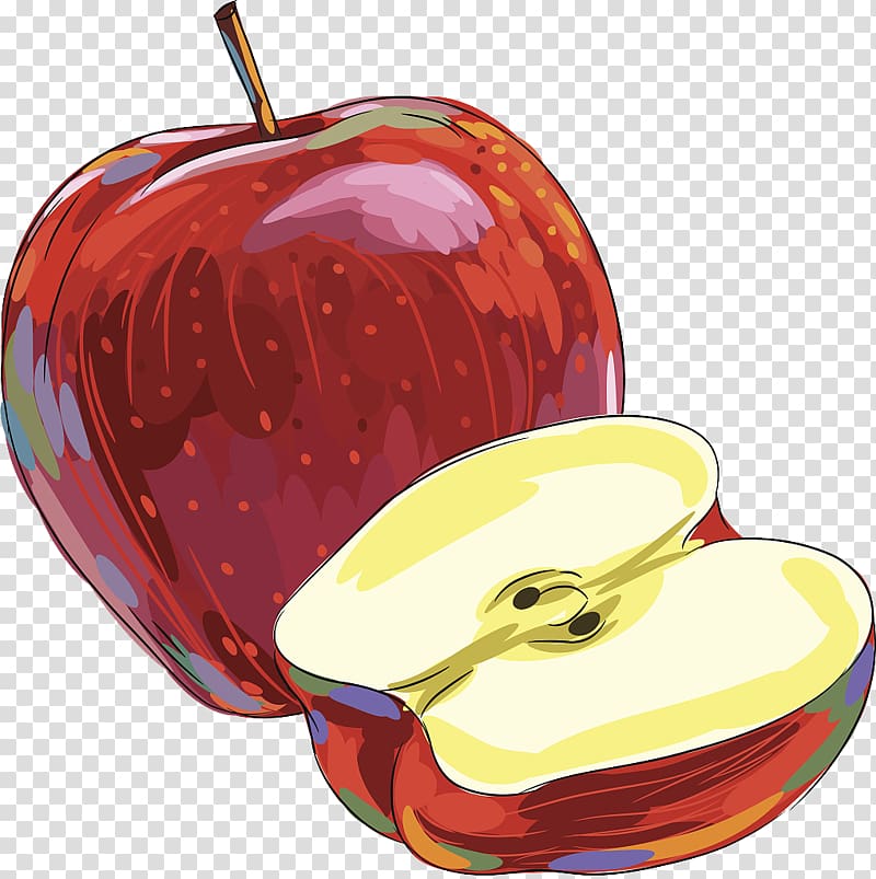 Apple Drawing Illustration, Cut the apple transparent background PNG clipart
