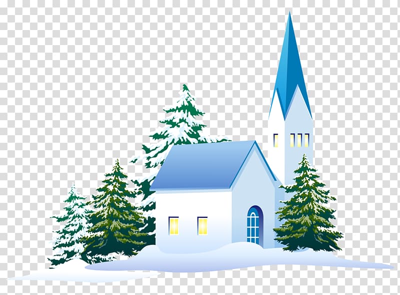 Snow Winter Pine Christmas tree House, snow transparent background PNG clipart