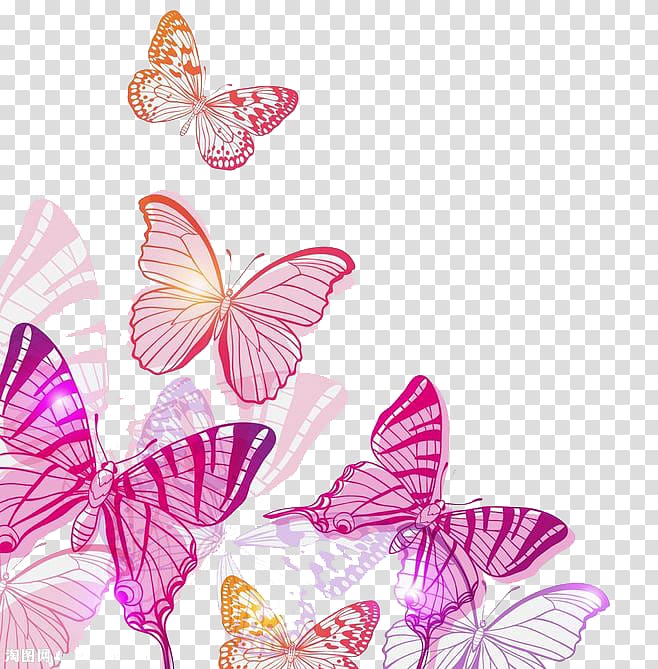 Butterfly , Pink Butterfly, pink and orange butterflies illustration transparent background PNG clipart