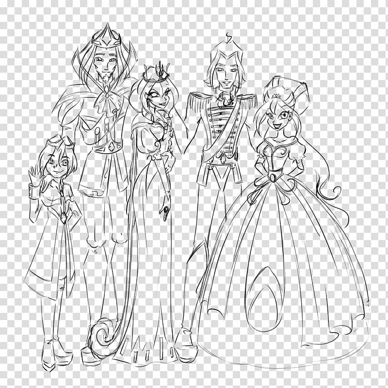 Drawing British royal family Line art Sketch, Family transparent background PNG clipart