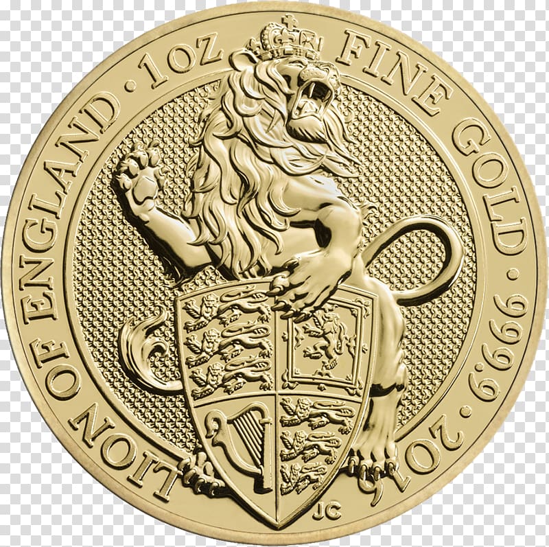 Royal Mint The Queen\'s Beasts Gold coin Bullion coin, gold coins transparent background PNG clipart