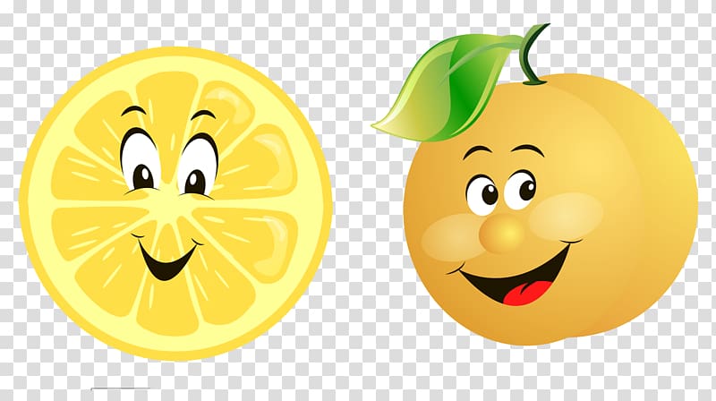 Fruit Vegetable Cartoon, Cartoon hand painted orange lemon orange collection transparent background PNG clipart