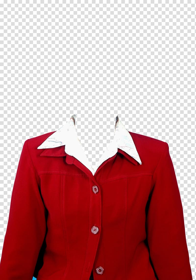 Red coat illustration, Female Jas Woman, dress shirt transparent ...