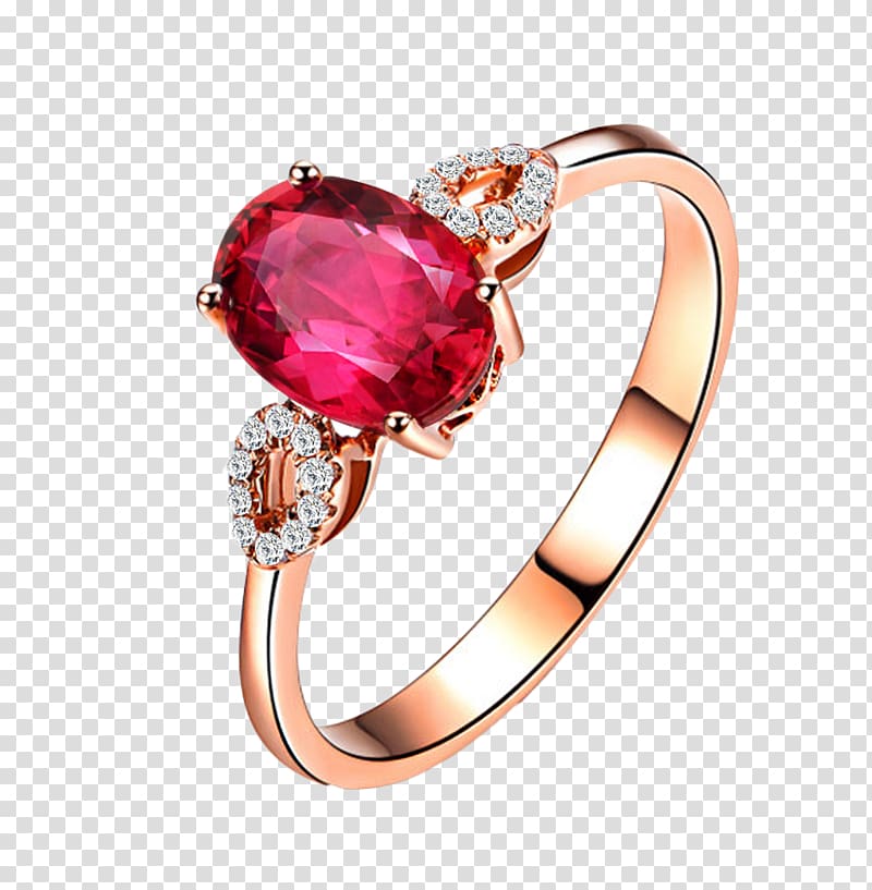 Ruby Ring Tourmaline Gemstone Gold, Tokai family tourmaline diamond ring red transparent background PNG clipart