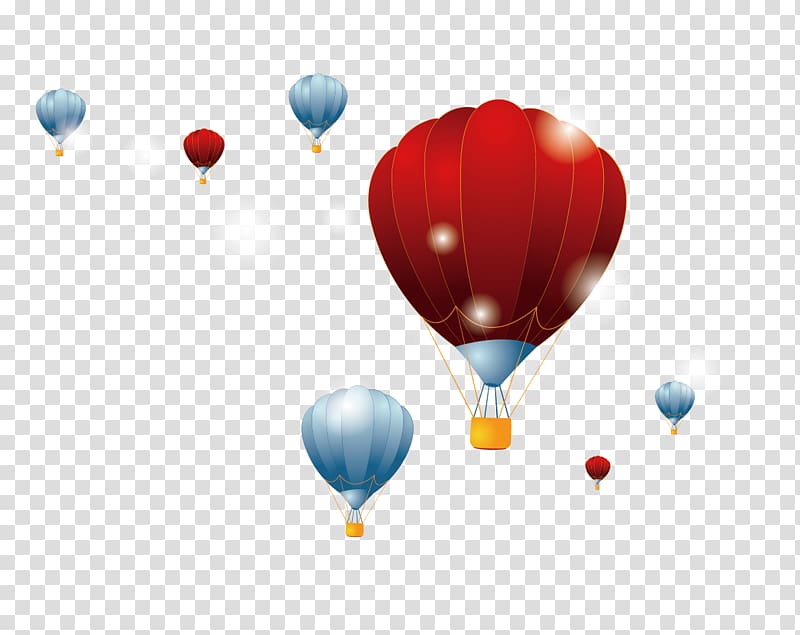 Hot air ballooning, Red blue hot air balloon transparent background PNG clipart
