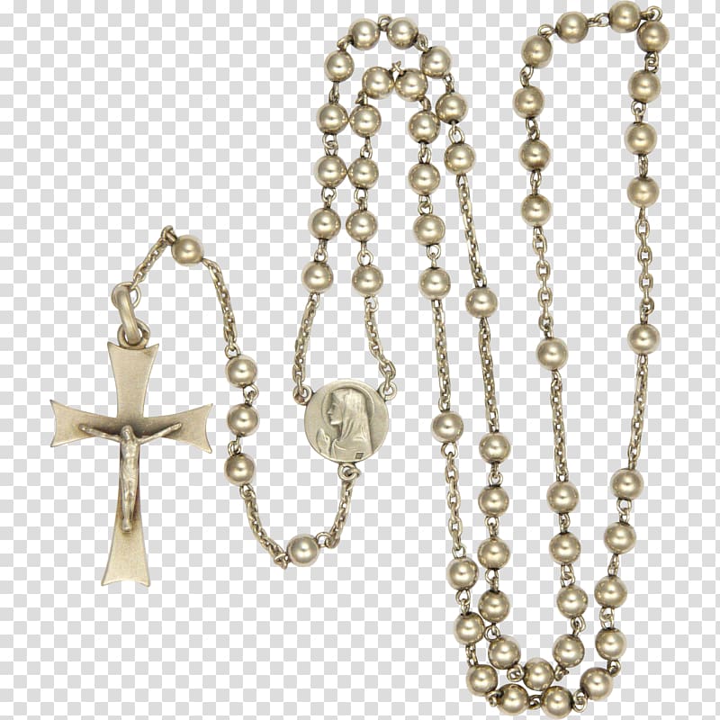 Rosary First Communion Prayer Beads Necklace, necklace transparent background PNG clipart