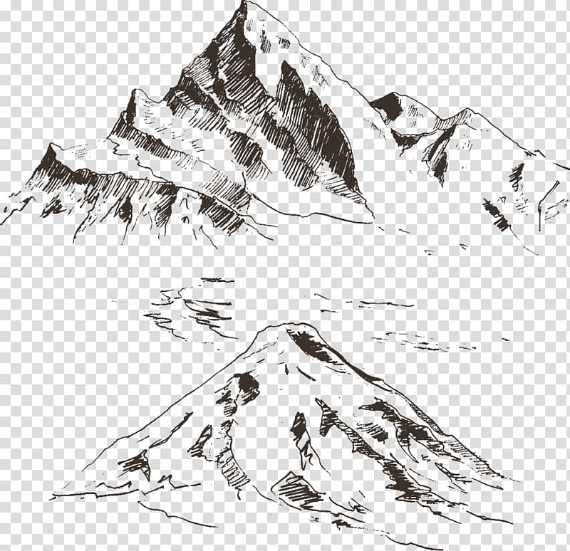 mountain illustration, Drawing Sketch, Hand-painted mountain transparent background PNG clipart
