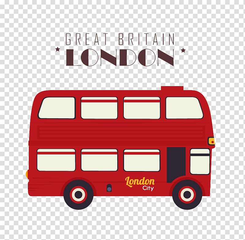 London Double-decker bus Illustration, red London double-decker bus transparent background PNG clipart