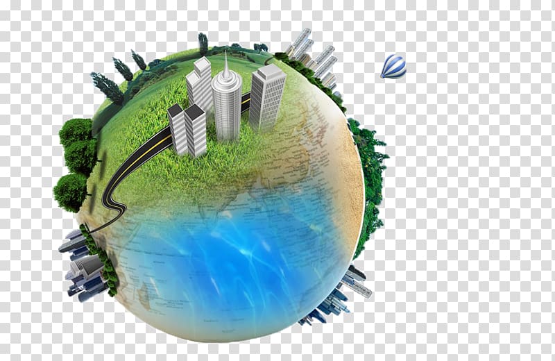 High tech Information, Green city on earth transparent background PNG clipart