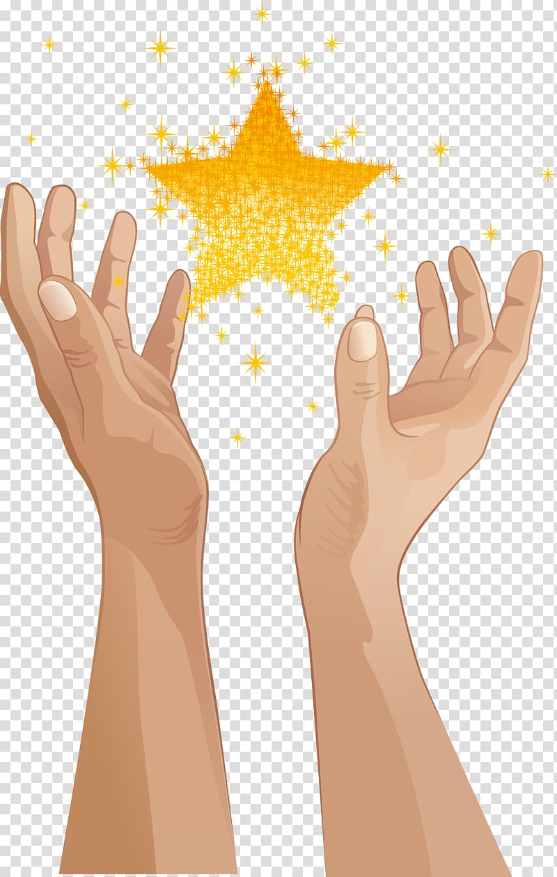person hand and star , Star Euclidean Vecteur, Reaching for the stars material transparent background PNG clipart