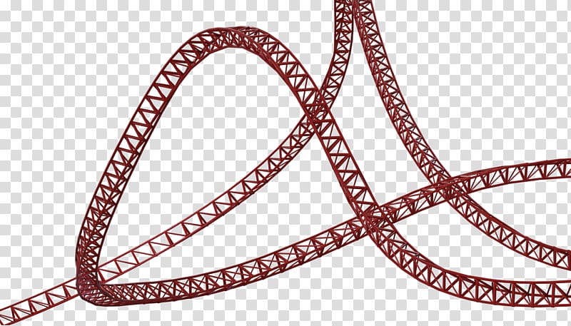 red roller coaster track, RollerCoaster Tycoon Classic Roller Coaster Tracks, railroad tracks transparent background PNG clipart