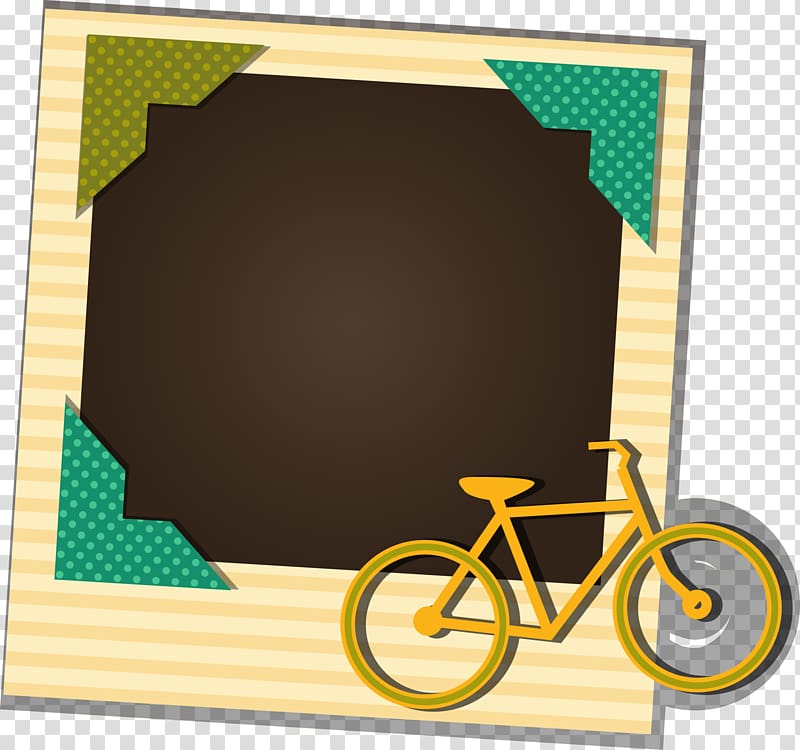 frame Decorative arts, Yellow bike card transparent background PNG clipart