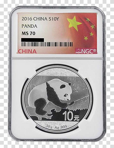 China Chinese Silver Panda Coin Yuan, Chinese Label transparent background PNG clipart