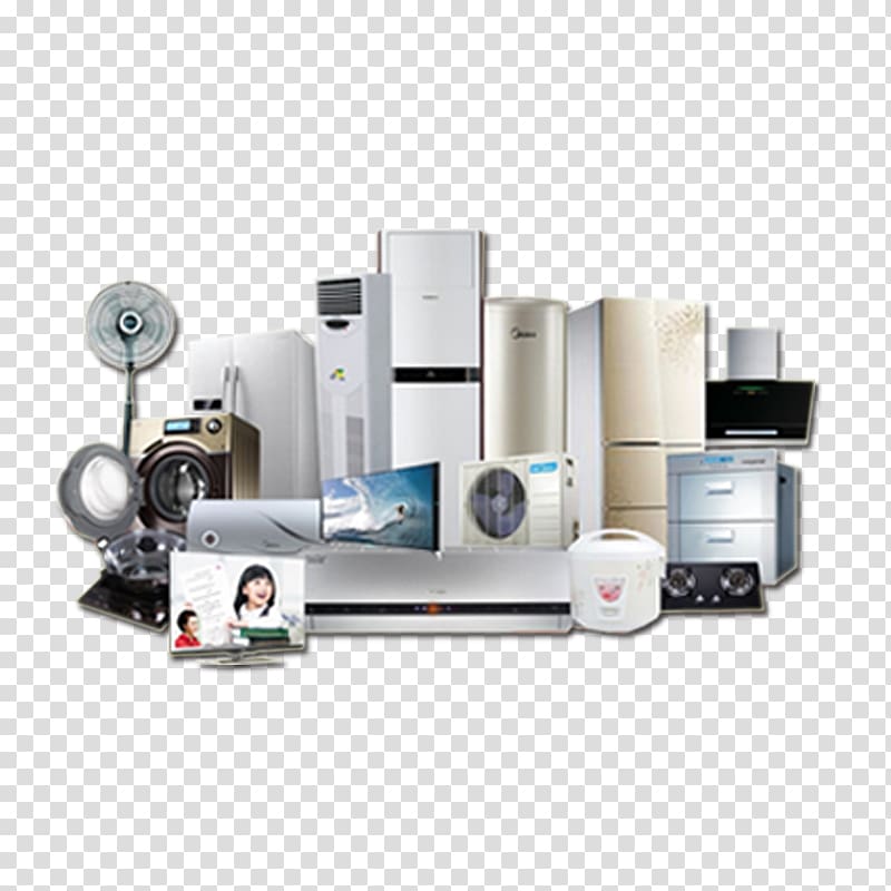 Home appliance Air conditioning Refrigerator Air conditioner, A large collection of home appliances transparent background PNG clipart