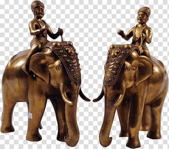 Indian elephant African elephant Bronze sculpture 01504, culture indian transparent background PNG clipart