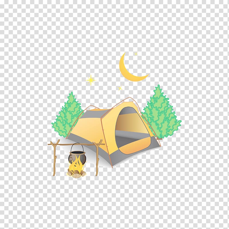Camping Tent Campfire Icon, Decorative elements transparent background ...