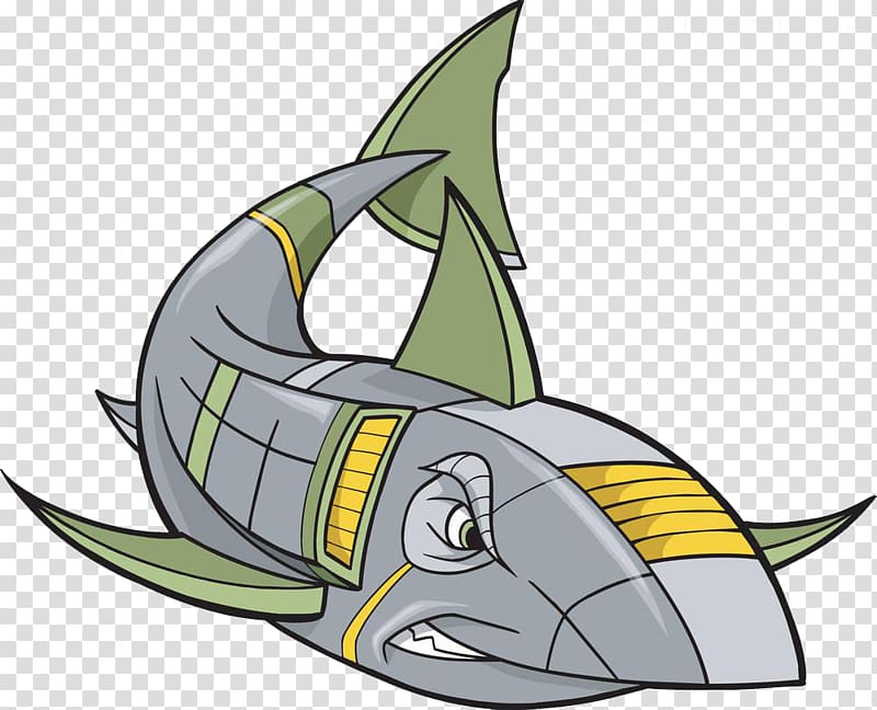 Shark Robot Cyborg Illustration, Mech cartoon shark transparent background PNG clipart