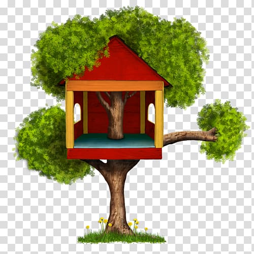 , Pretty Red Tree House transparent background PNG clipart